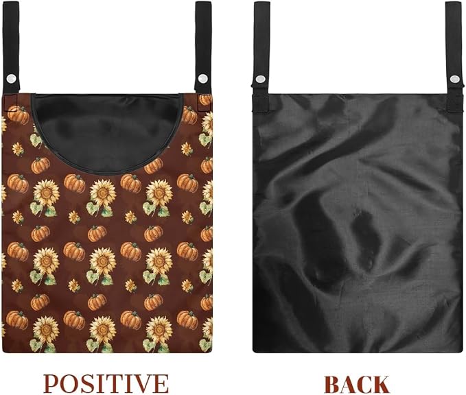 Sunflower Clothespin Bags Pumkpin Space-Saving Clothespin Storage Hanger Bag, Thanksgiving Hanging Storage Organizer with Hanging Rope for Home Outdoor Supply