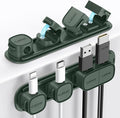 6 Pack Magnetic Cable Clips [1s Open/Lock], Cord Organizer Holder | Strong Adhesive Desk Cable Management- Organize Charging Cords Neatly for Home, Office, Car,Desk, Nightstand-Dark Green