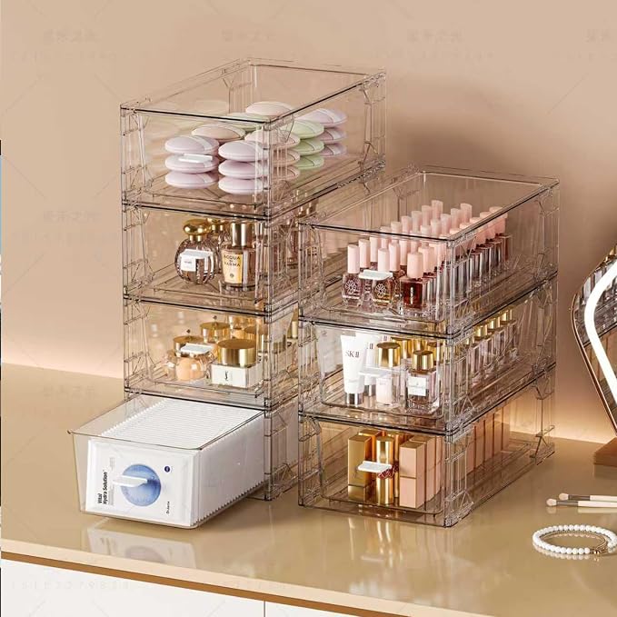 clear Drawer-Type Plastic Storage Box Bins Organizer，Family First Aid Kits Medicine cabinet Box Organizer,Closet ，Shelf，Ointments, Adhesive Bandages，Cosmetics,Office Items (clear, ZZ6L)