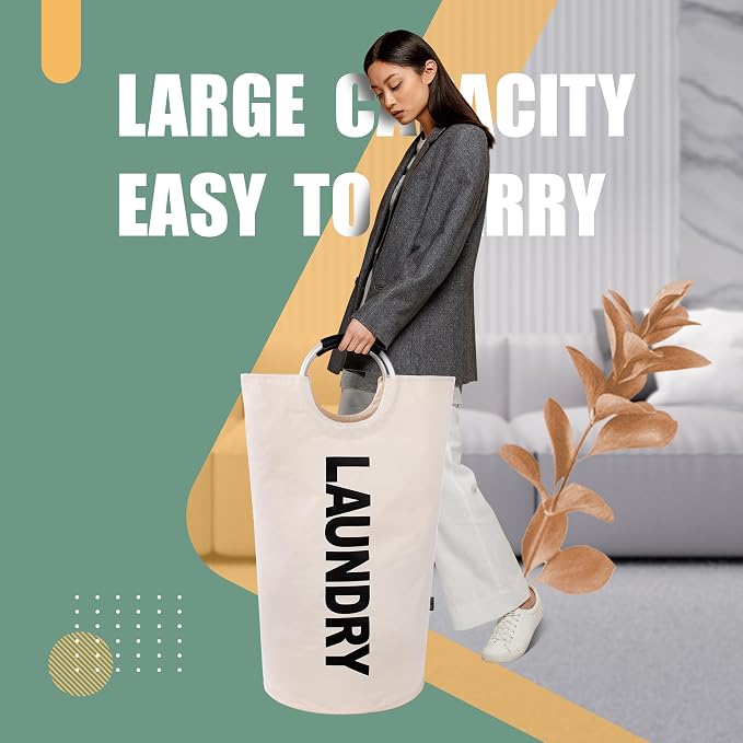 Caroeas 90L Laundry Basket (13 Colors), Waterproof Laundry Hamper, Laundry Bag with Padded Handles, Clothes Hamper, Collapsible Laundry Basket Easy Storage