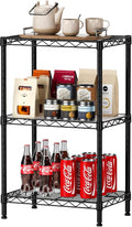 SINGAYE Small Shelves Kitchen Storage Shelf Wire Shelving Metal Adjustable | 3 Tier Shelf Organizers Storage Shelving Unit for Office Pantry Laundry Bathroom Closet Home 11.6" D X 17.6" W X 30" H Black