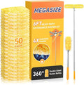 6 ft Long Handle Extendable Duster with 50 Refills for Swiffer Duster, Heavy Duty 360° Microfiber Dusting Kit for High Ceilings, Ceiling Fans, Tall Windows, and Hard-to-Reach Areas