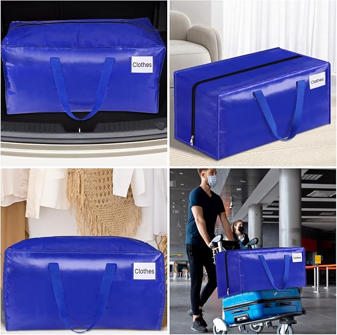 BlissTotes Moving Bags, Heavy Duty Moving Supplies & Storage Bags, Extra Large Packing Bags, Boxes with Tag Pockets, Collapsible Fold Flat Storage Totes, Alternative to Box and Bin, 76L, 8 Packs