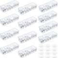 Tatuo 12 Pcs Cord Organizer for Drawer Desktop, Cable Organizer Box with 8 Compartments and Wire Ties, Plastic Charger Storage with Lid, Electronics Case for Home Office Accessories (Small,Clear)