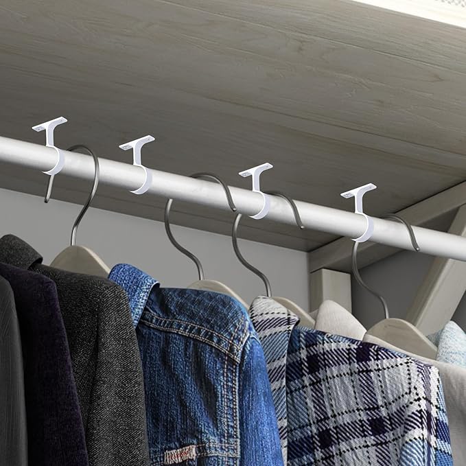 LEIFIDE 4 Pcs 1 5/16 Inch Diameter Round Wardrobe Closet Rod Suspended Center Support with Installation Screws Curtain Closet Rod Ceiling Mount Bracket for Home Wardrobe (White)