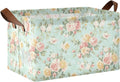 French Country Style Roses and FlowersStorage Bins for Shelves with Labels&Handles Fabric Organizer Bin Foldable Rectangle Storage Basket Boxes for Closet, Bathroom, Home, Living Room