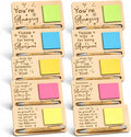 Kosiz 10 Set Back to School Teacher Gifts Wooden Sticky Note Holder with Notes and Ballpoint Pens Inspirational Sticky Notes Sets for Teacher Back to School Thank You Appreciation Gifts, Yellow