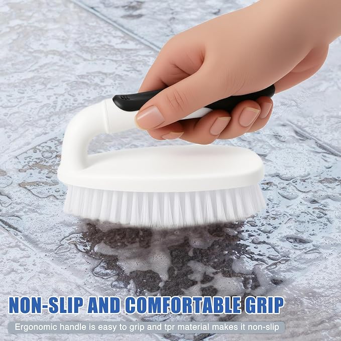 Scrub Brushes for Cleaning Bathtub Scrubber Heavy Duty Scrub Brush with Handle Stiff Bristle Cleaning Brush for Shower, Kitchen, Sink, Bathroom, Floor (Black)