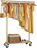HYSEYY Clothes Rack, Clothing Rack for Hanging Clothes, Rolling Garment Rack Sturdy Coat Rack Portable Wardrobe Rack Metal Closet Rack for Bedroom Laundry Living Room, Gold