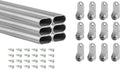 Outwater 48 Inch Satin Chrome Aluminum Oval Closet Rod Kit, 1-3/16 Inch x 19/32 Inch Profile, Includes Matching Screw Mount Supports and Mounting Screws, Pack of 6