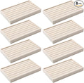 Highergo 8 Pcs Velvet Jewelry Trays Stackable Drawers Organizer Ring Earring Bracelet Necklace Storage Trays, 8.3x4.7x1''(7 Long Slots)
