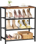 HOMEFORT 4-Tier Shoe Rack Organizer, Shoe Tower for Closet, Shoe Storage Shelf with MDF Top Board, Each Tier Fits 3 Pairs of Shoes, Entryway Shoes Organizer with Sturdy Metal Shelves, Rustic Brown