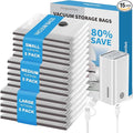 Mapambo Vacuum Storage Bags with -60000Pa USB Pump, 15 Pack Vacuum Seal Bags for Clothing Travel in 3 Sizes, Travel Vacuum Bags with Pump, Saving up to 80% of Luggage Space (15 Combo Size)