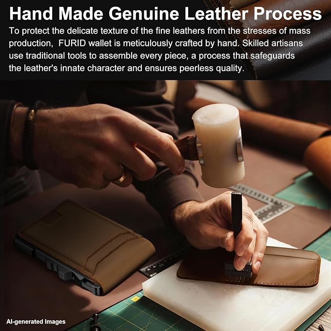 furid Genuine Leather Wallet for Men: Slim RFID Smart Minimalist Wallet | Credit Card Holder for Front Pocket wallet with Money Clip Full Grain - Gifts for Husband Father on Birthday Anniversary