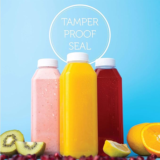 Diplastible Disposable Plastic Juice Bottles-16 Oz with Lids | 24 Pack | for Water, Orange Apple Lemon Juicing, Smoothies, Milk, Reusable, BPA Free, Tamper-Proof Caps, Catering, Takeout