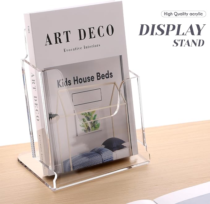 HeZone Acrylic Brochure Holder 6X8 Inches Clear Acrylic Flyer Holder Brochure Holder Sign Holder Pamphlet Holder Menu Holder Display Stand 1 Pack For Weddings Offices Exhibition Restaurants Hotel Etc…