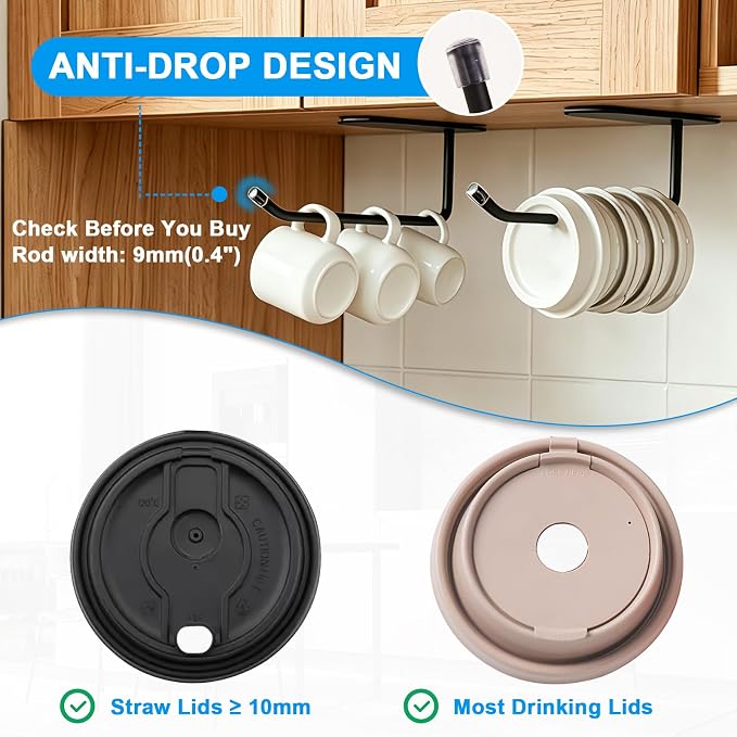 7 Pack Adhesive Multi Size Pantry Door Organizer,3 Cabinet Door Organizer + 4 Cup Lid Holders,Lid Organizers Inside Cabinet Food Container and Storage Cup Lids Holder Kitchen Cabinet Storage