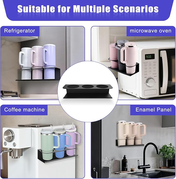 Magnetic Stanley Cup Holder for Fridge, Tumbler Organizer Strong Fridge & Metal Surface Water Bottle Organizer for Kitchen, Stanley Cup Accessories, 2 Pack