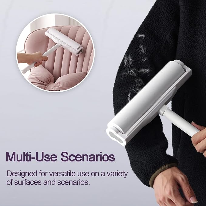 9.45 Inch Large Surface Lint Roller Refills, Fits 9.45" Supersize Lint Rollers with 1.5" ID, 320 Easy Tear Sheets (Pack of 4), Sticky Lint Roller Sheets, Replacement Lint Roller Refill