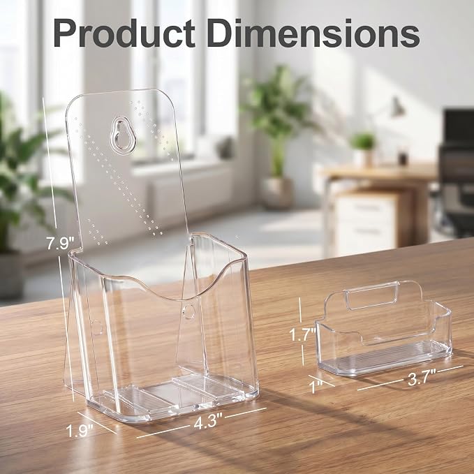 Daofary 2 Pack Acrylic Brochure Holder 4 x 9, Single Tier Brochure Stand for Pamphlets, Flyers, Magazines, Clear Acrylic Display Rack for Desk, Countertop, Wall Mount