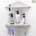 Shower Corner Shelf, 10'' Corner Shower Shelf with Towel Bar & Hooks, 2-Pack 304 Stainless Steel Recessed Bathroom Shelves, No Drilling for Tiled Wall (Brushed Nickel)