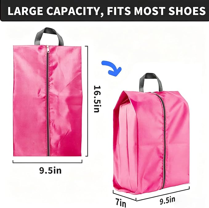 1 Pack Shoe Bags, Reusable Waterproof Shoe Bag for Travel, Gym, Sneaker Storage, Packing in Suitcase (1, Pink)