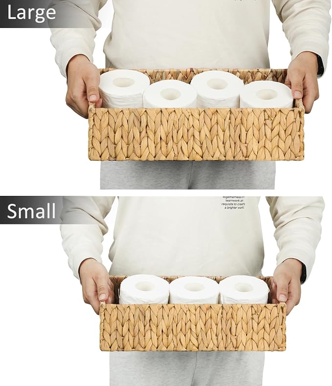 Toilet Paper Holder Bathroom Storage Wicker Basket Farmhouse Decor Small | Nesting Small Storage Basket, Bathroom Countertop Organizer, Water Hyacinth Woven, Home Decor