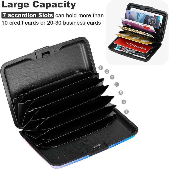 ELFISH RFID Blocking Credit Card Protector Aluminum ID Case Hard Shell Business Card Holders Metal Wallet for Men or Women (One Butterfly)
