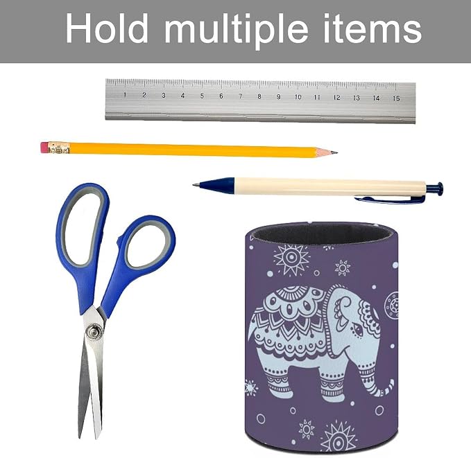 Cute Elephant Pen Holder Pencil Cup for Desk Organizer | Cute Makeup Brush Holder PU Multifunctional Office Suppliesfor Decor Home Classroom School