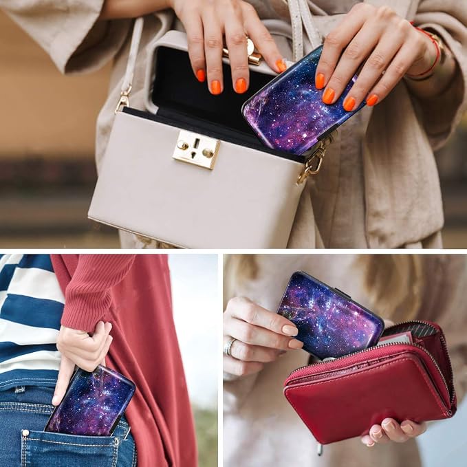 Coco Rossi Credit Card Holder RFID Aluminum Small Mini Wallet Women | Metal Wallet, Business Cards Holder, ID Case, Slim Sleeves, Womens Girls Gift, Carry Proof Wallets for Travel, Nebula