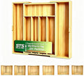 Expandable Silverware Organizer | Upgraded Bamboo Kitchen Drawer Organizer, 12.5"-21" Adjustable Utensil Tray