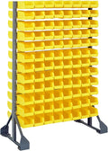 QUANTUM STORAGE SYSTEMS QRU-12D-220-192YL Solid Double Sided Rail Bins Racks 12 Shelves 192 Ultra Stack & Hang Yellow Bins 53" H x 36" W x 20" D