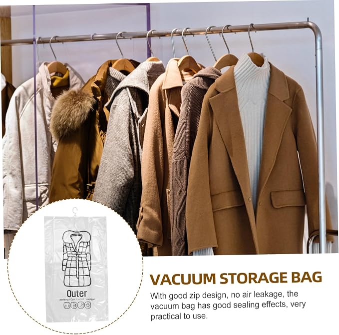 2pcs Hanging Vacuum Storage Bags for Clothes Space Saver Compression Bags Waterproof Vacuum Sealing for Travel