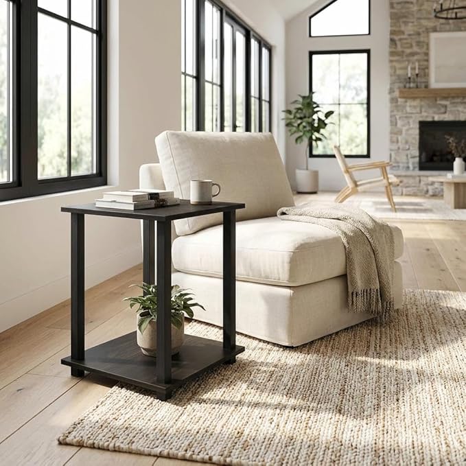 Furnifact Espresso Black Bookcase with Wood Construction, Sturdy Shelving, Modern Design, Ideal for Living Room, Office or Bedroom Storage