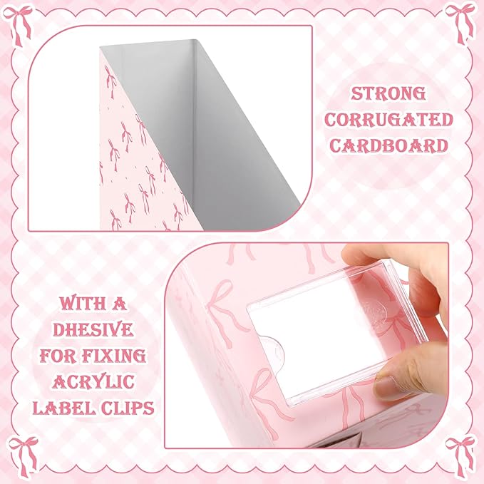 AmazingSpark Pink Bow Magazine File Holder Decorative Set of 4