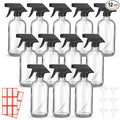 Norme 12 Pcs 8 oz Glass Spray Bottles with Funnels and Labels Refillable Cosmetic Empty Spray Bottles with Sprayer Containers for Essential Oil Cleaning Solutions(Clear,Classic)