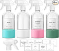 Glass Spray Bottles for Cleaning, 4 Pack Clear Empty Spray Bottle for Cleaning Solutions, 17 fl oz Reusable Spray Bottle for Plants with Silicone Boot, Cleaning Spray Containers with Labels
