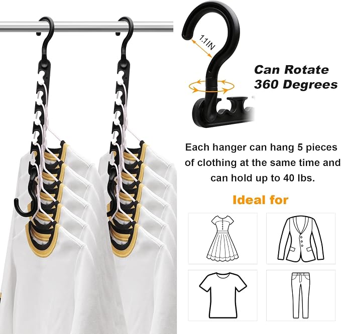 12-Pack-Closet-Organizers-and-Storage,Clothes-Organizer-Hangers for Heavy Clothes Sturdy Home Closet Organization and Storage,College-Dorm-Room-Essentials for Girls,Cloth-Storages-Space-Saving-Hangers