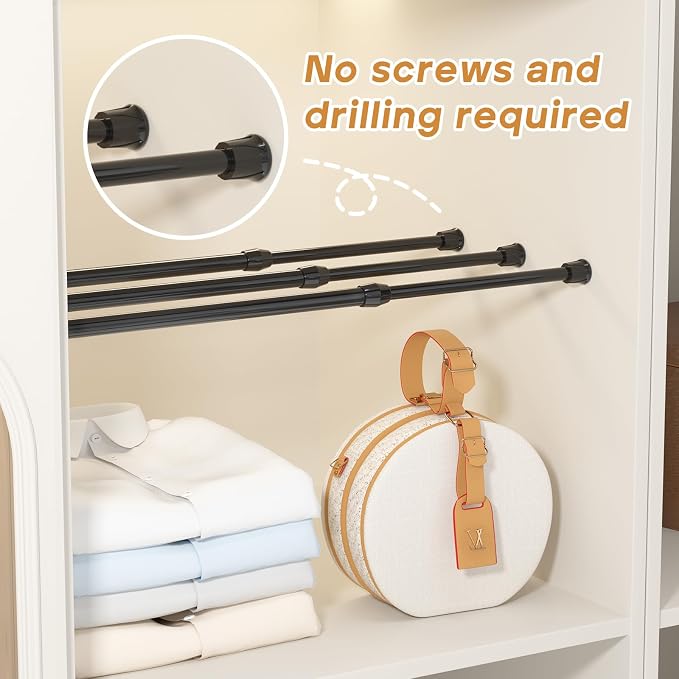 Spring Tension Curtain Rods 12–19 Inch Black 2 Pack | No-drill & tool-free setup. Fits windows, kitchens, doorways. Rust-resistant, great for light curtains.