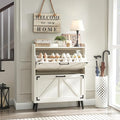 Barnyatoh Shoe Storage Cabinet with 2 Flip Drawers, Farmhouse Hidden Shoe Organizer, Narrow Slim Shoe Rack Cabinet for Entryway Hallway,Antique White