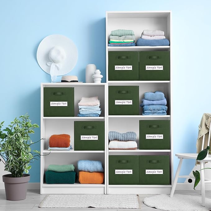 11x11 storage cube bins (Set of 10) Foldable Fabric storage cubes with 10 Labels Window Cards & a Pen,11 inch cube storage bin,Closet Organizers for Shelves,Cubby Organizer Boxes,Dark Green