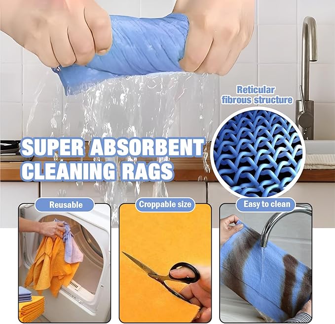 Ultra-Absorbent Miracle Cleaning Shammy, Super Absorbent Cleaning Cloth Multi-Purpose Non-Woven Cleaning Towels for Home Kitchen Bathroom Car Pet Stains(8 Pack)