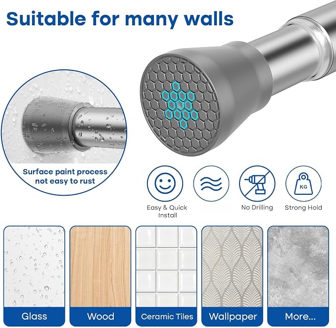 Tension Rods for Windows 28 to 48 Inch Silver Tension Curtain Rod Spring Rods No Drilling Pressure Tension Rods Adjustable Curtain Rods Expandable for Closet,Doorway