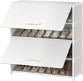Shoe Rack, 5 Tier Shoe Storage Cabinet with Door 20 Pair Plastic Shoe Shelves Organizer for Closet, Entryway, Hallway, Bedroom, White