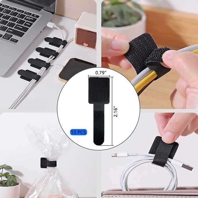 ELII 300PCS Cable Management Kit,4 Cable Sleeve 35 Cable Clips | 11Cord Holders,20 Roll Cable Organizer Straps, 200 Fastening Cable Ties,20 Cable Zip Tie Mounts for Computer TV Under Desk
