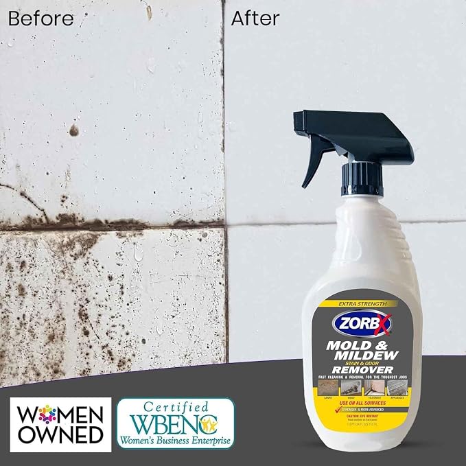 ZORBX Extra Strength Remover & Cleaner Spray 24 FL Oz – Scrub Free Formula - Bleach Free Stain & Smell Eliminator for Shower, Bathroom, Ceiling, Carpet, Cars, Walls & Wood | Bleach Free Stain & Smell Eliminator for Shower, Bathroom, Ceiling, Carpet, Fa...