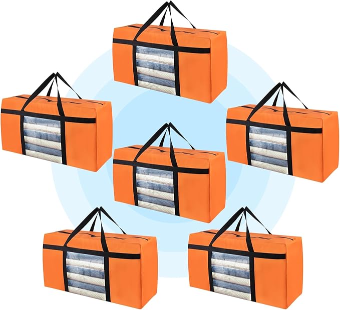 CIVJET 6 Pack Moving Bags Heavy Duty Extra Large, Moving Supplies&Boxes with Reinforced Zippers and Handles, College Clear Packing Bags for Moving Clothes, Storage Bags Moving Totes Camping Essentials