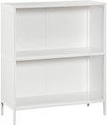 OSP Home Furnishings Ace Contemporary Modern Storage Bookcase with Shelves, 2 Shelves, White Finish