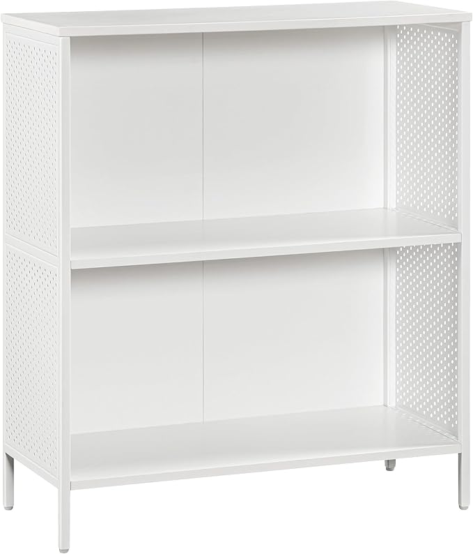 OSP Home Furnishings Ace Contemporary Modern Storage Bookcase with Shelves, 2 Shelves, White Finish