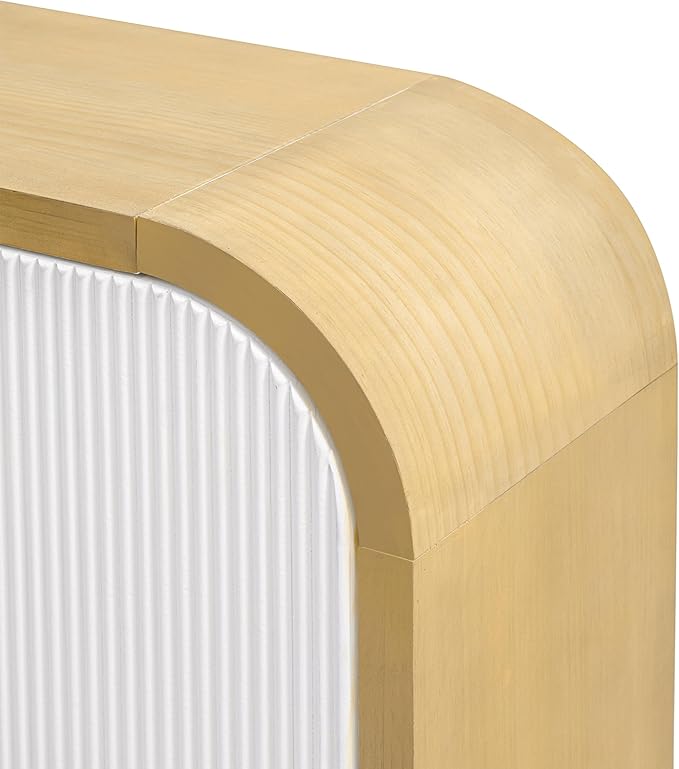 Amposei Modern Curved Sideboard Cabinet 59.8-Inch Entryway Console Table Accent Storage Cabinet with Doors & Adjustable Shelves for Living Room Hallway, White